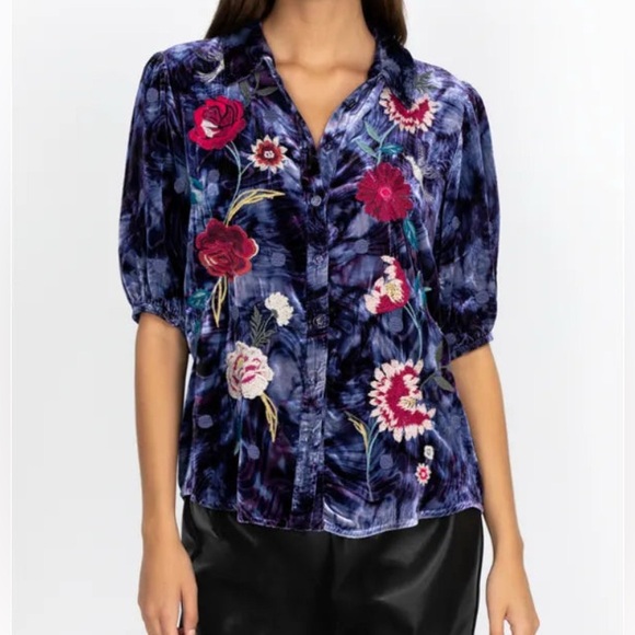Johnny Was Junia Lisbon Button down floral embroidery top size Med - Picture 12 of 12